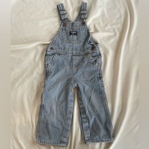 Oshkosh denim white & blue stripe overalls 24 months